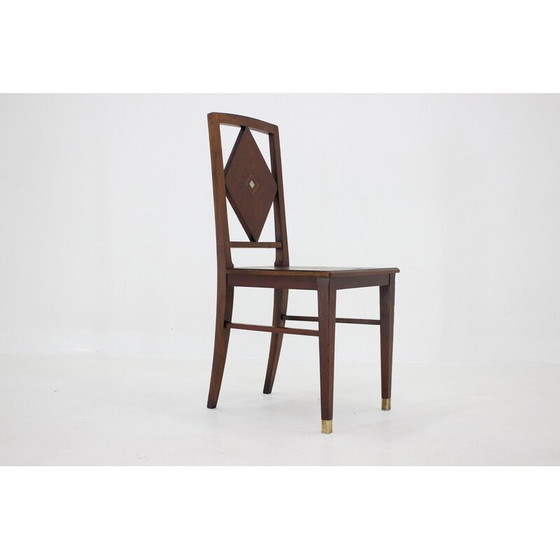 Image 1 of Vintage "Art nouveau" stoel met parelmoer inleg op zitting en rug, jaren 1910