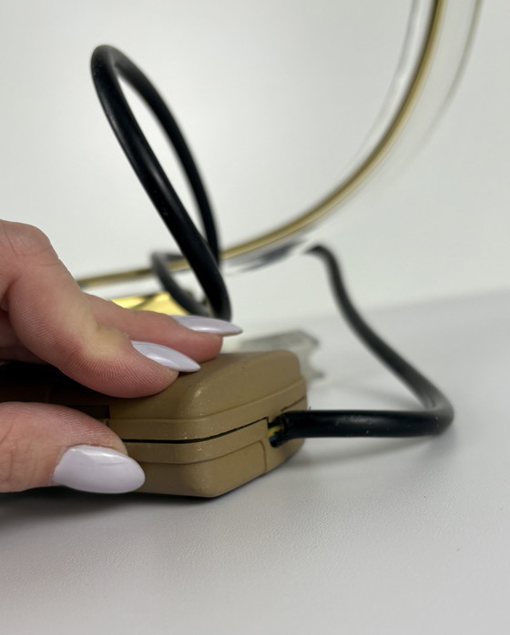 Image 1 of Vintage Plexiglass Slang Tafellamp Goud Lucite Cobra Messing