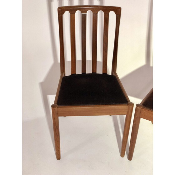 Image 1 of Set van 3 vintage stoelen van fluweel en eikenhout