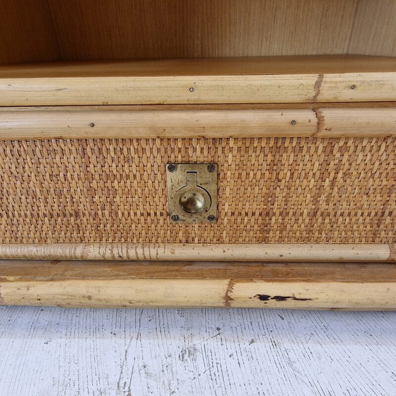 Image 1 of Paar vintage bamboe en rotan nachtkastjes voor Dal Vera, Italië 1970