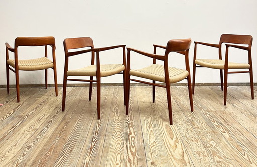 Teakhouten eetkamerstoelen, set van 4