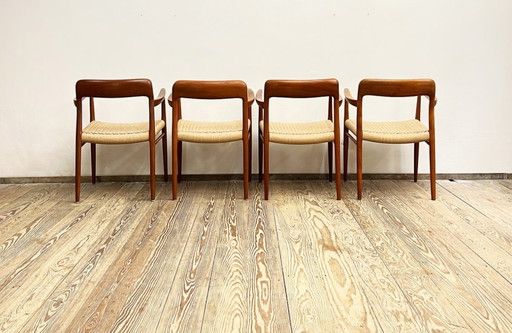 Teakhouten eetkamerstoelen, set van 4