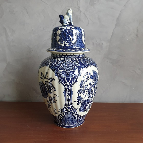Image 1 of Royal Sphinx Maastricht Foo Dog Delfts Blauwe Vaas Uit De Jaren 50