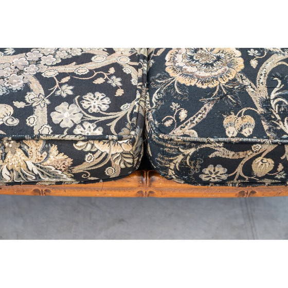 Image 1 of Vintage bamboe, stoffen en rieten woonkamer set, Italië 1980