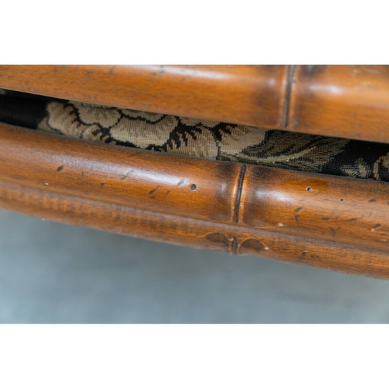 Image 1 of Vintage bamboe, stoffen en rieten woonkamer set, Italië 1980