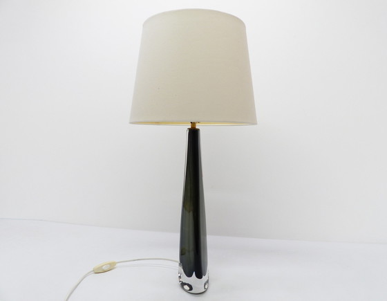 Image 1 of Scandinavische Sommerso Glazen Lamp Nils Landberg Voor Orrefors 1960 gesigneerd