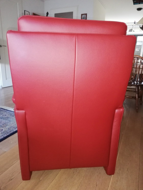 Image 1 of 2x Moderne rood lederen fauteulis