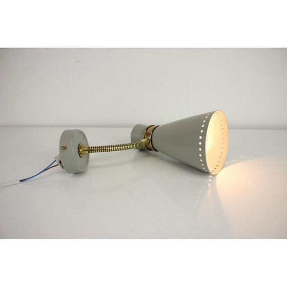 Image 1 of Vintage wandlamp van metaal en messing, Duitsland 1960