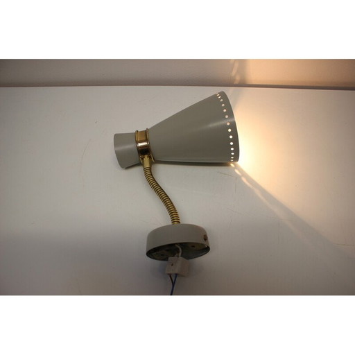 Vintage wandlamp van metaal en messing, Duitsland 1960