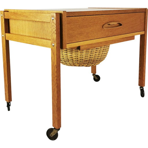 Vintage mobiele tafel in eikenhout, Denemarken 1960