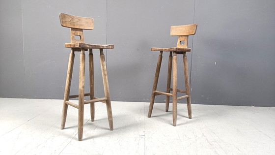 Image 1 of Set van 6 Vintage Brutalistische Barkrukken, 1960S