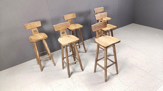 Image 1 of Set van 6 Vintage Brutalistische Barkrukken, 1960S