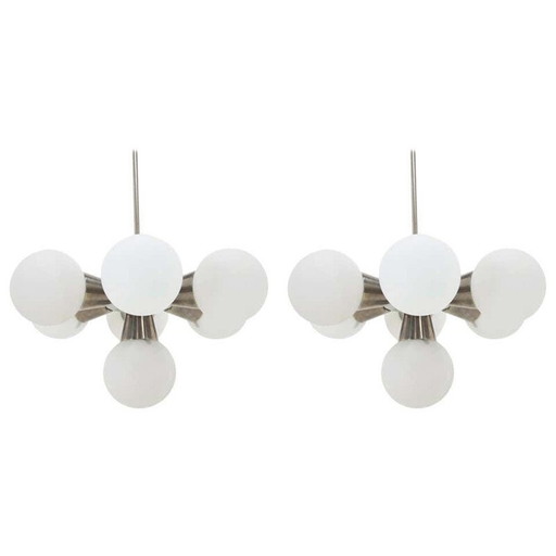 Paar vintage chromen Spoetnik hangers van Kamenicky Senov, Tsjecho-Slowakije 1960