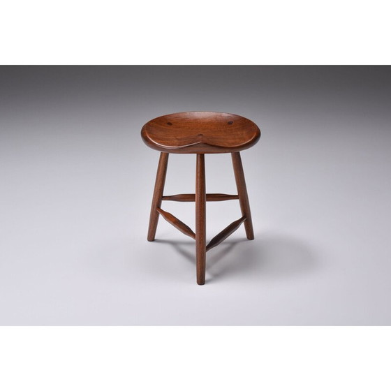 Image 1 of Vintage Studio Meubels Amerikaanse Craftsman walnoten kruk, 1960