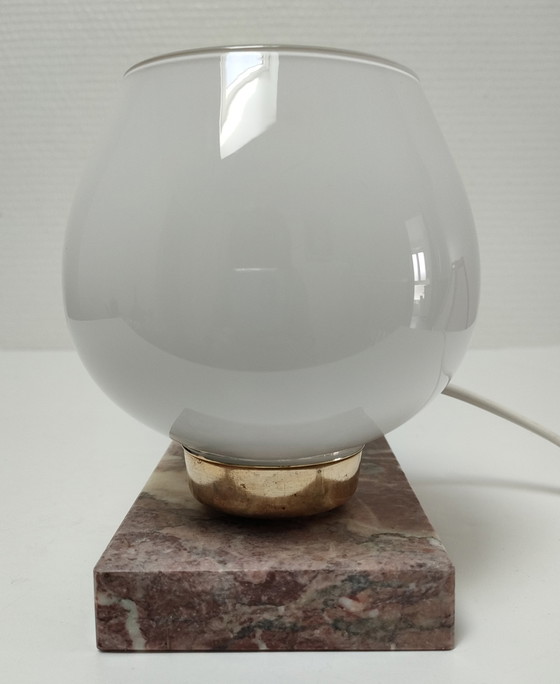 Image 1 of Vintage Opaline Marmeren Vogel Lamp