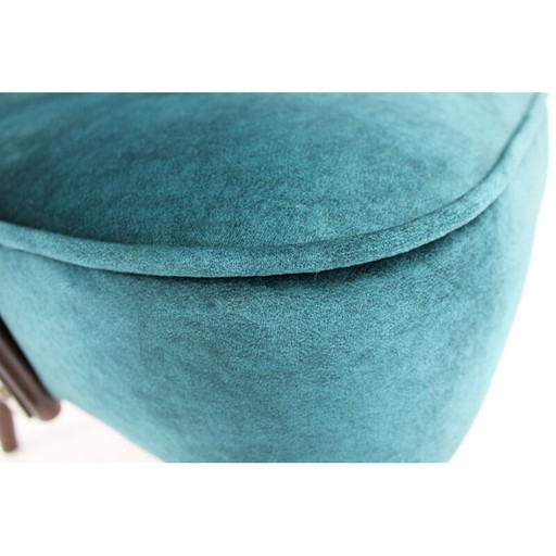 Paar vintage beuken en fluwelen fauteuils, Tsjecho-Slowakije 1970