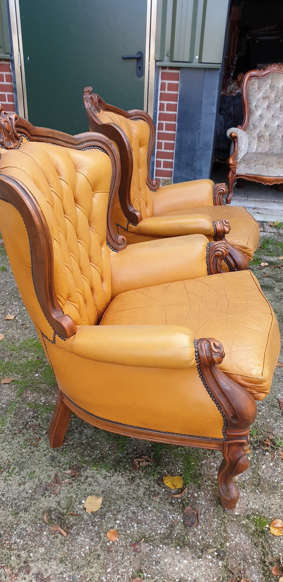 Image 1 of 2 Chesterfield Barok Leder Fauteuils 2 Chesterfield Barok Leder Fauteuils 