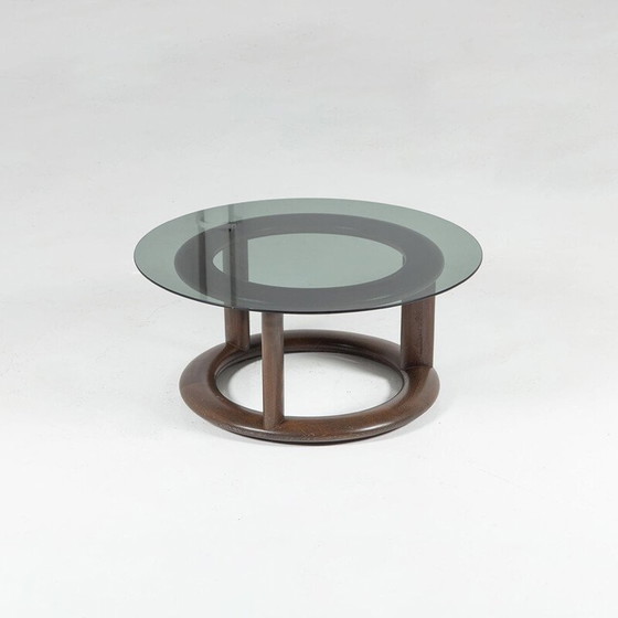 Image 1 of Vintage glazen en mahonie salontafel door Burkhard Vogtherr voor Rosenthal, 1970