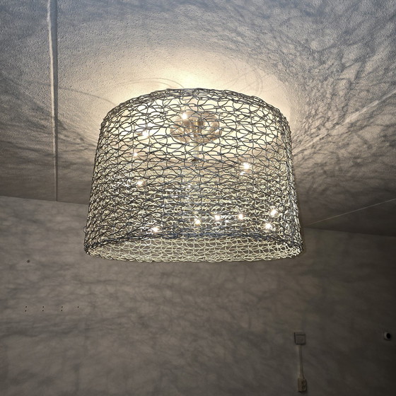 Image 1 of Unieke Harco Loor Designlamp - Elegante Gevlochten Aluminiumdraad Verlichting