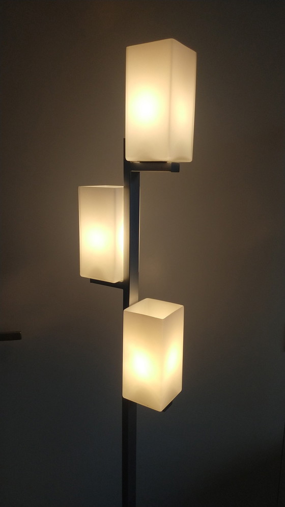 Image 1 of Vloerlamp Met Vierkante Melkglazen Kapjes