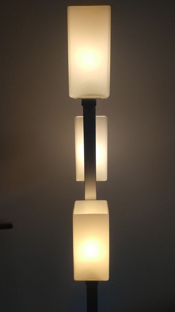 Image 1 of Vloerlamp Met Vierkante Melkglazen Kapjes