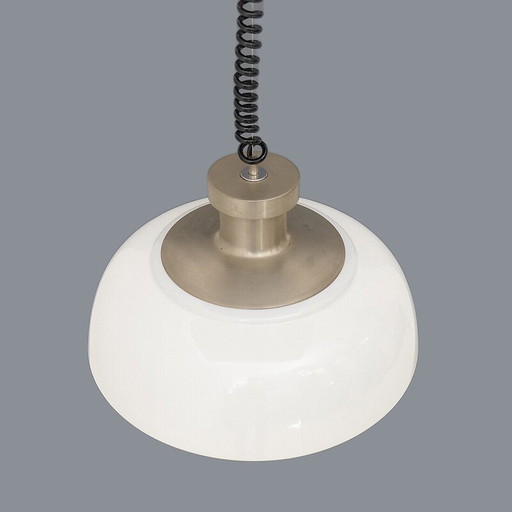 Vintage hoge en lage kroonluchter in verchroomd messing van Achille en Piergiorgio Castiglioni voor Kartell, 1960