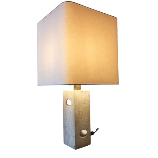 Sculpted travertine table lamp