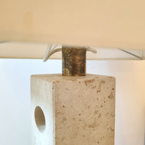 Image 1 of Sculpted travertine table lamp