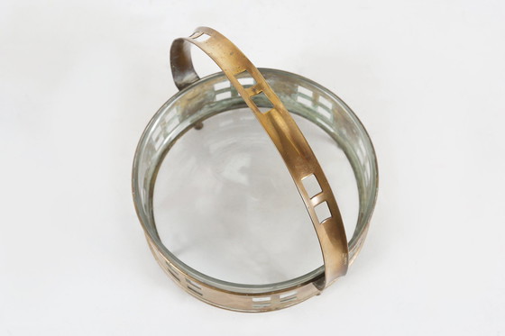 Image 1 of Art Deco koperen en glazen fruitmand in de stijl van Hans Ofner, Oostenrijk Ca. 1920