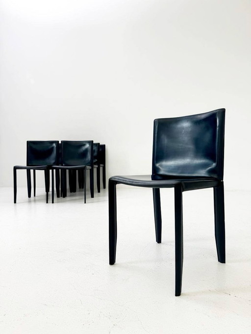 3 marineblauwe Margot stoelen van Cattelan Italia, jaren 1970