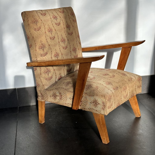 50S Fauteuil Kind - Bloemenmotief - Mid-Century Chair 