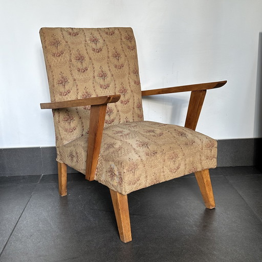 50S Fauteuil Kind - Bloemenmotief - Mid-Century Chair 