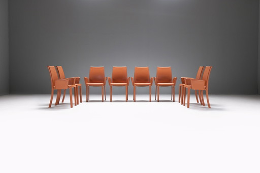 8 leren Bottega eetkamerstoelen van Fauciglietti & Bianchi voor Frag Italy