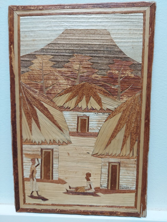 Image 1 of 2 Stuks Vintage Afrikaanse Bamboe Kunstwerkjes .