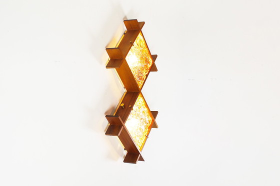 Image 1 of 1X Grote Scandinavisch modernistische houten wandlamp uit 1960