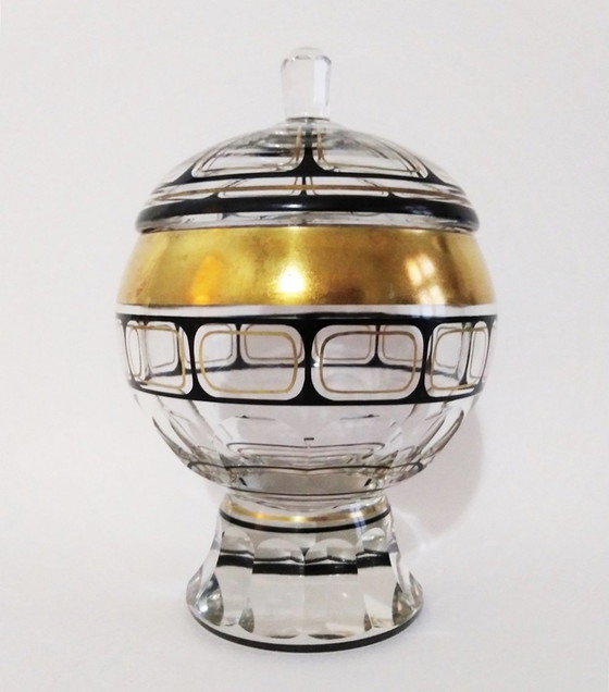 Image 1 of Carl Goldberg Haida art-deco gefacetteerde kristallen bonbonier 1920