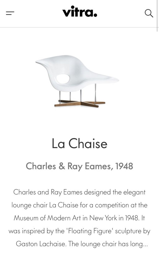 Iconische Vitra “La Chaise” White Scale & Wood Base Lp € 10.000,-