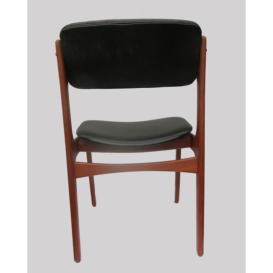 Image 1 of Set van 6 vintage eetkamerstoelen in zwart leer en teak van Erik Buch voor Oddense Maskinsnedkeri, 1960