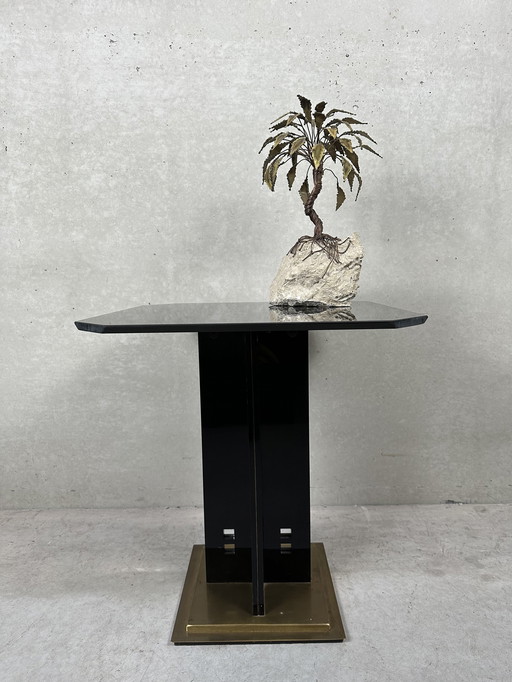 Hollywood regency coffee table / side table black and gold