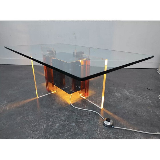 Image 1 of Vintage salontafel met achtergrondverlichting van Philippe Jean, 1970