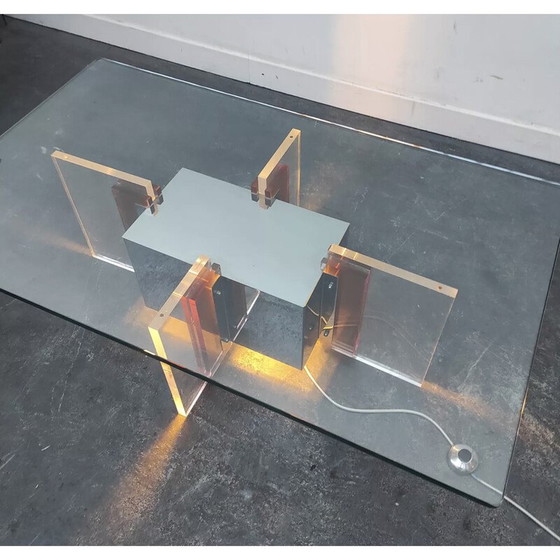 Image 1 of Vintage salontafel met achtergrondverlichting van Philippe Jean, 1970
