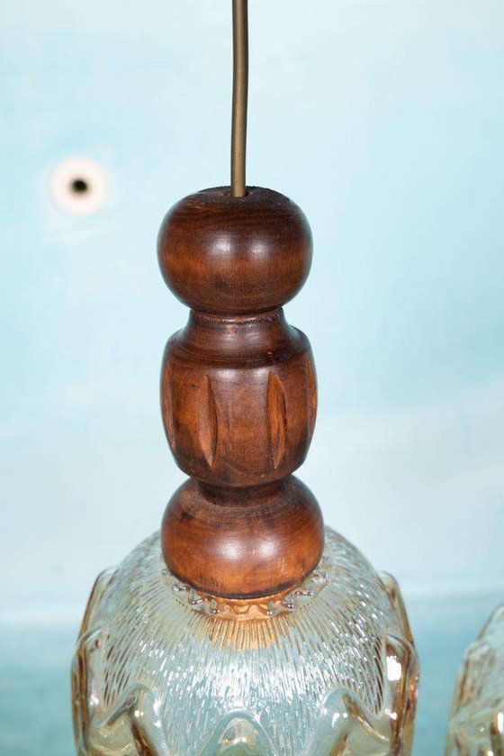 Image 1 of Brutalist glazen hanglampen 70s, vintage Swedish pendant