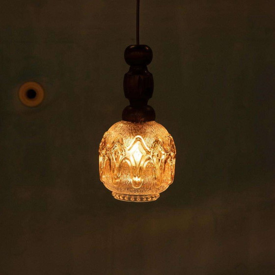 Image 1 of Brutalist glazen hanglampen 70s, vintage Swedish pendant