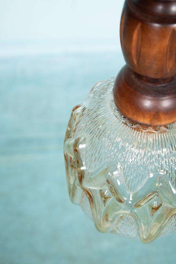 Image 1 of Brutalist glazen hanglampen 70s, vintage Swedish pendant