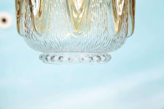 Image 1 of Brutalist glazen hanglampen 70s, vintage Swedish pendant