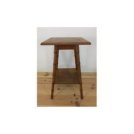 Vintage bijzettafel van bamboe en houtsnijwerk, 1960