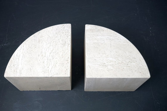 Image 1 of Vintage Duitse Travertine Salontafels , jaren 70, set van 2