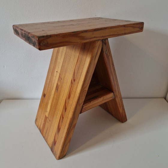 Image 1 of 70'S 80'S Grenen Houten Plantentafel Krukje