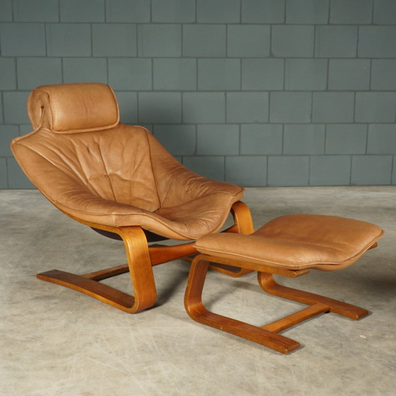 Image 1 of ‘Kroken’ Fauteuil Met Hocker – Ake Fribyter – Nelo Möbel – Jaren 70