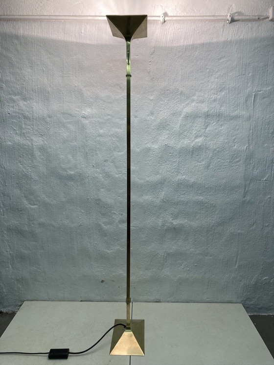 Image 1 of Italiaanse New Society vloerlamp plafondlamp van messing jaren 70